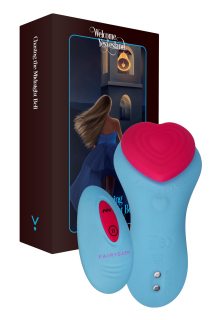 Вібратор у трусики FairyGasm HeartGem blue, на магніті, пульт ДК - фото