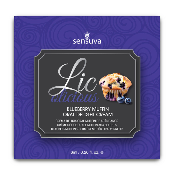 Пробник гелю для мінету Sensuva Lic-o-licious Blueberry Muffin (6 мл), оліїстий, без цукру 
