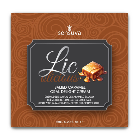 Пробник геля для мінету Sensuva Lic-o-licious Salted Caramel (6 мл), оліїстий, без цукру 