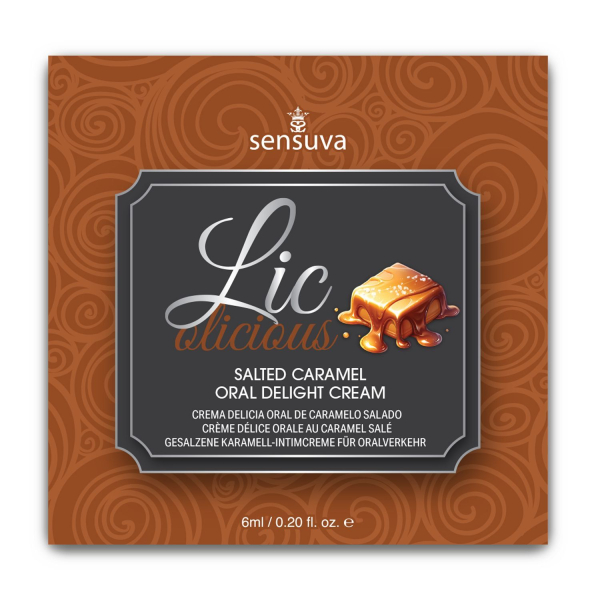 Пробник геля для мінету Sensuva Lic-o-licious Salted Caramel (6 мл), оліїстий, без цукру 