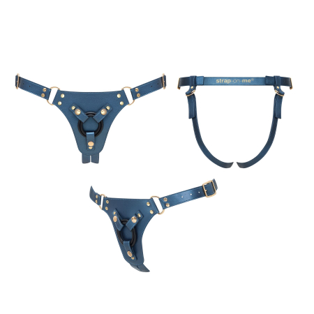 Трусики для страпона Strap-On-Me Leatherette Harness Generous - One Size - Blue №4