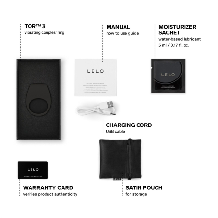 Ерекційне кільце з вібрацією LELO Tor 3 Black, керування зі смартфона - фото №4