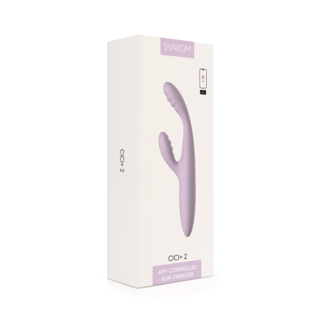 Тонкий кролик-вібратор Svakom Cici+ 2 Lilac, керування зі смартфона, підігрів до 38 °C №11