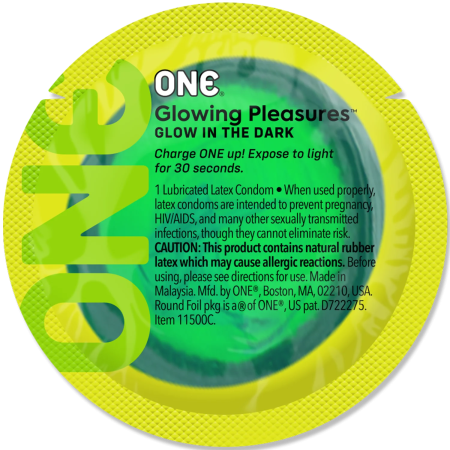 Презерватив ONE Glowing Pleasures, 1 шт, світиться в темряві, зі змазкою - фото