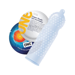 Презерватив ONE Super Studs, 1 шт, з точковим рельєфом, зі змазкою - - фото №2
