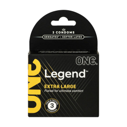 Презервативи ONE Legend XL, 3 шт, збільшений розмір, розширення на кінці, картонне паковання - фото