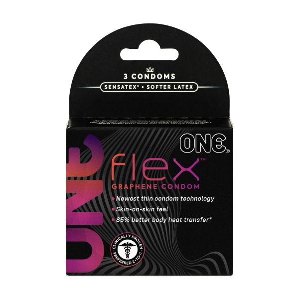 Презервативи ONE Flex Graphene Condom 3 шт, картонна коробка - фото