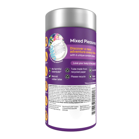 Презервативи ONE Mixed Pleasures, 12 шт, 6 видів, подарункове паковання-тубус - фото №3