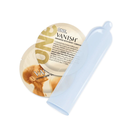 Презервативи ONE Vanish Hyperthin, 12 шт, ультратонкі, зі змазкою, подарункове паковання-тубус - фото №2