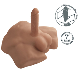 Півторс з фалоімітатором на присосці SilexD Apollo S Male Torso Caramel - - фото №5