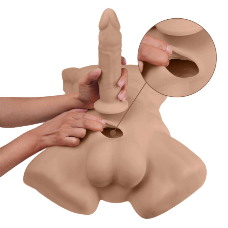 Торс з фалоімітатором на присосці SilexD Apollo L Male Torso Caramel - фото №4