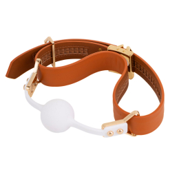 Шкіряний кляп з 2-ма насадками LOCKINK Ball-Gag & Gag-bite Set - Brown - - фото №4