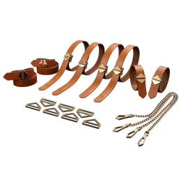 Набір із 8 ременів для зв'язування LOCKINK 8-Bondage-Straps Restraint Set - Brown - фото