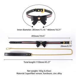 Повідець LOCKINK SEVANDA Love Heart Butterfly Leather Collar Set - Black - - фото №8