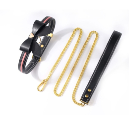 Повідець LOCKINK SEVANDA Love Heart Butterfly Leather Collar Set - Black - фото