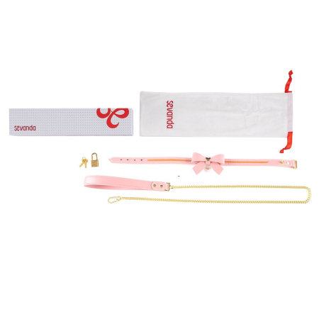 Повідець LOCKINK SEVANDA Love Heart Butterfly Leather Collar Set - Pink - фото №8