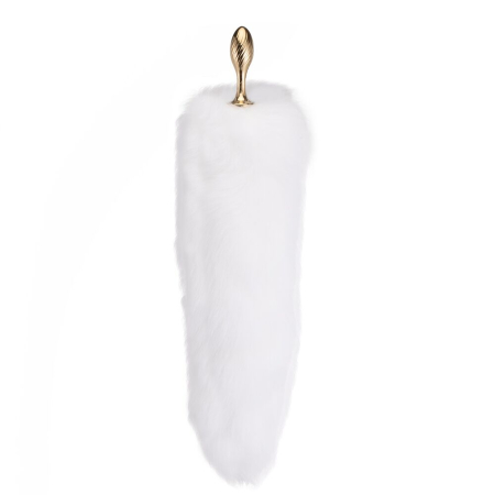 Металева анальна пробка Лисячий хвіст LOCKINK SEVANDA White Fox-Tail Anal Pear-shape Plug - фото №2
