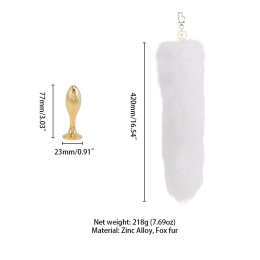 Металева анальна пробка Лисячий хвіст LOCKINK SEVANDA White Fox-Tail Anal Pear-shape Plug - - фото №7