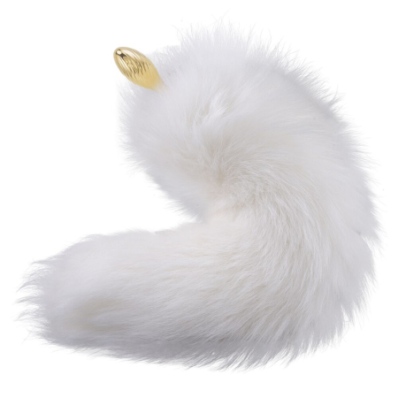 Металева анальна пробка Лисячий хвіст LOCKINK SEVANDA White Fox-Tail Anal Pear-shape Plug - фото №4