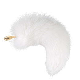 Металева анальна пробка Лисячий хвіст LOCKINK SEVANDA White Fox-Tail Anal Rose-shape Plug - - фото №2