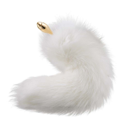 Металева анальна пробка Лисячий хвіст LOCKINK SEVANDA White Fox-Tail Anal Rose-shape Plug - - фото №3