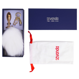 Металева анальна пробка Кролячий хвост LOCKINK SEVANDA White Bunny-Tail Anal Rose-shape Plug - - фото №8