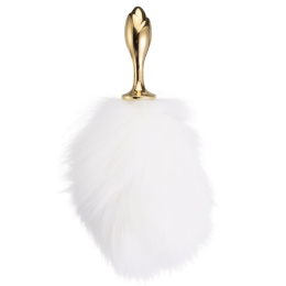 Металева анальна пробка Кролячий хвост LOCKINK SEVANDA White Bunny-Tail Anal Rose-shape Plug - - фото №6