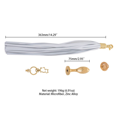 Металева анальна пробка Хвіст поні LOCKINK SEVANDA White Pony-Tail Anal Pear-shape Plug №6