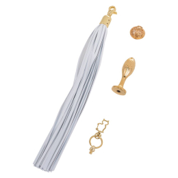 Металева анальна пробка Хвіст поні LOCKINK SEVANDA White Pony-Tail Anal Pear-shape Plug - - фото №5