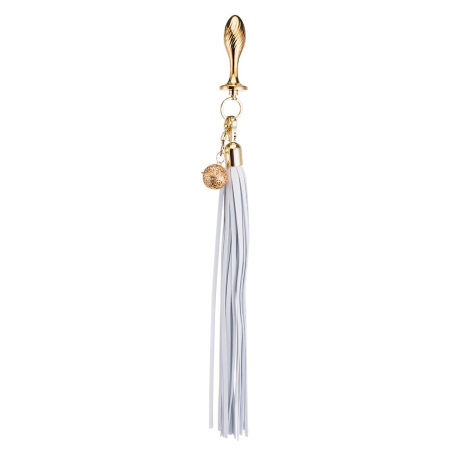 Металева анальна пробка Хвіст поні LOCKINK SEVANDA White Pony-Tail Anal Pear-shape Plug №2