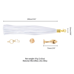 Металева анальна пробка Хвіст поні LOCKINK SEVANDA White Pony-Tail Anal Rose-shape Plug - - фото №6