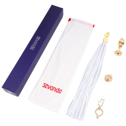 Металева анальна пробка Хвіст поні LOCKINK SEVANDA White Pony-Tail Anal Rose-shape Plug - - фото №7