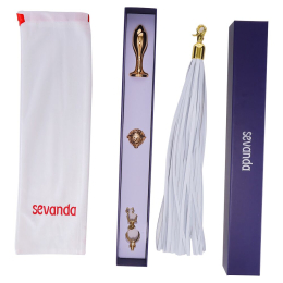 Металева анальна пробка Хвіст поні LOCKINK SEVANDA White Pony-Tail Anal Rose-shape Plug - - фото №8