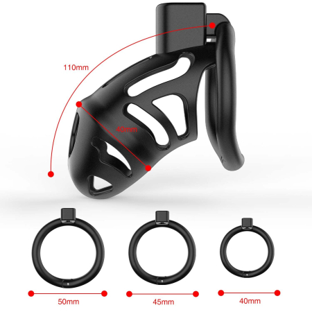 Клітка для пеніса LOCKINK SEVANDA Plastic Penis Chastity Cage - Black - фото №6