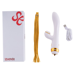 Вібратор-кролик з флогером LOCKINK SEVANDA Whip Vibrating Massage Wand - White & Golden - - фото №8