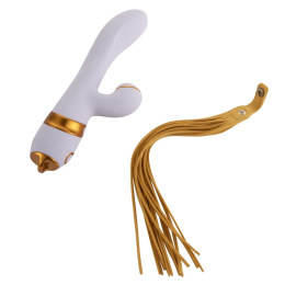 Вібратор-кролик з флогером LOCKINK SEVANDA Whip Vibrating Massage Wand - White & Golden - - фото №6