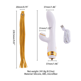 Вібратор-кролик з флогером LOCKINK SEVANDA Whip Vibrating Massage Wand - White & Golden - - фото №7