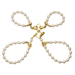 Перлинний нашийник з повідцем та наручниками LOCKINK Pearl Bondage & Restraint Set - - фото №3