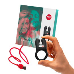 Ерекційне віброкільце з подвійною стимуляцією клітора Fun Factory N?S black, 2 мотори - - фото №5