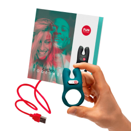 Ерекційне віброкільце з подвійною стимуляцією клітора Fun Factory N?S deep sea blue, 2 мотори - - фото №5