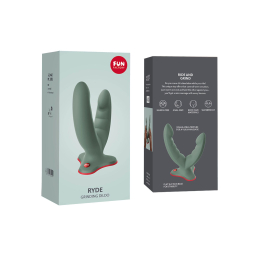 Подвійний фалоімітатор Fun Factory RYDE wild olive, гнучкі стовбури, присоска - - фото №10