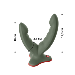 Подвійний фалоімітатор Fun Factory RYDE wild olive, гнучкі стовбури, присоска - - фото №2