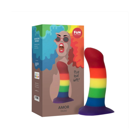 Фалоімітатор Fun Factory AMOR, райдужний, довжина 14,6 см, діаметр 3,7 см, вигнутий №4