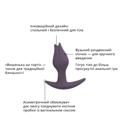 Анальна пробка Fun Factory BOOTIE FEM, фіолетова, у вигляді бутона, діаметр 2,9 см, тонкий обмежувач - - фото №3