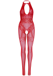 Бодістокінг Leg Avenue Rhinestone Lace and Net Bodystocking Red One Size Бодістокінг Leg Avenue Rhinestone Lace and Net Bodystocking Red One Size - фото №4