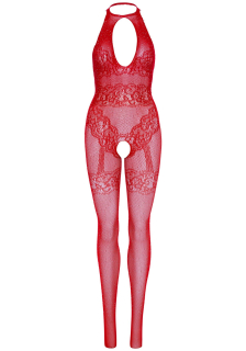 Бодістокінг Leg Avenue Rhinestone Lace and Net Bodystocking Red One Size - - фото №4