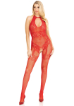 Бодістокінг Leg Avenue Rhinestone Lace and Net Bodystocking Red One Size Бодістокінг Leg Avenue Rhinestone Lace and Net Bodystocking Red One Size - фото №5