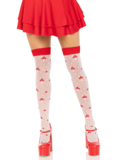 Панчохи Leg Avenue Polka Dot Mushroom Thigh Highs One Size - фото