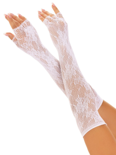 Мітенки Leg Avenue Lace Opera Length Fingerless Gloves White - фото
