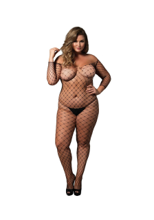 Бодістокінг Leg Avenue Off the shoulder bodystocking Black Queen Size - - фото №3